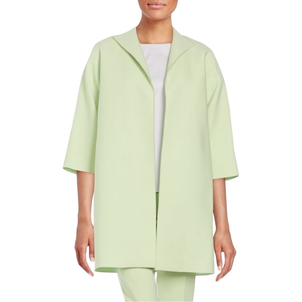 NWT Lafayette 148 New York Mary Topper Stretch Open Jacket in Mint Pistachio